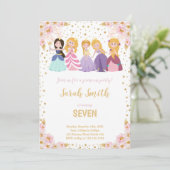 ピンクのフローラグリッタープリンセスカード 招待状 (スタンド正面)
