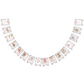 ピンクのフローラグリッター蝶の毎月のバナー バンティングフラッグ (全)