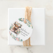 ピンクのフローラグリーンかわいいハイランドカウサンキュー フェイバータグ (インサイチュ)