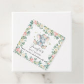 ピンクのフローラグリーンリーエレファントベビーシャワー誕生日 フェイバータグ (インサイチュ)