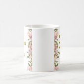 ピンクのフローラグリーンリーハッピーリタイアおもしろいギフト コーヒーマグカップ (中央)