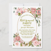 ピンクのフローラグリーンリー退職パーティー 招待状 (正面)