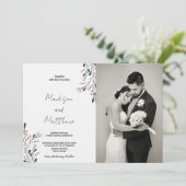 ピンクのフローラグリーン結婚式招待状と写真 招待状 (スタンド正面)