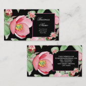 ピンクのフローラグ離れリーンズ黒い花 名刺 (正面/裏面)