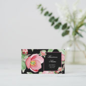 ピンクのフローラグ離れリーンズ黒い花 名刺 (スタンド正面)