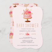 ピンクのフローラケーキその女の子ベビーシャワー招待状 招待状 (正面/裏面)