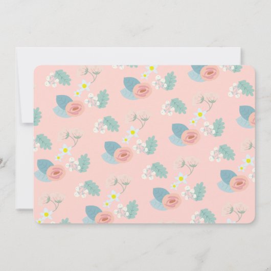 ピンクのフローラケーキガール写真1st誕生日 招待状 (裏面)