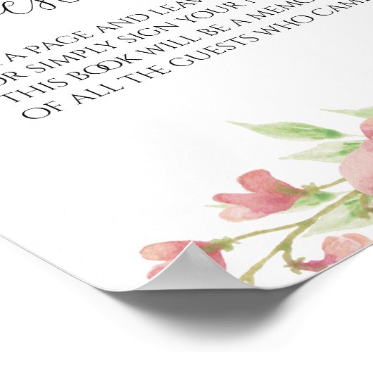 ピンクのフローラゲストブックの看板ポスター ポスター (角)