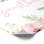 ピンクのフローラゲストブックベビーシャワーのサイン ポスター (角)