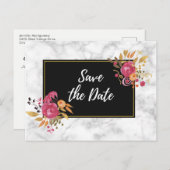 ピンクのフローラコーナーのブークオンブラック日付を保存 案内ポストカード (正面/裏面)