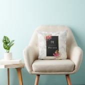 ピンクのフローラコーナーブークオンブラックフレームカスタム クッション (椅子)