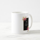 ピンクのフローラコーナーブークオンブラックフレームカスタム コーヒーマグカップ (正面右)