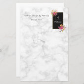 ピンクのフローラコーナーブークオンブラックフレーム 便箋 (正面/裏面)