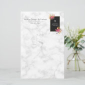 ピンクのフローラコーナーブークオンブラックフレーム 便箋 (スタンド正面)