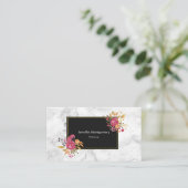 ピンクのフローラコーナーブークオンブラックフレーム 名刺 (スタンド正面)