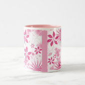 ピンクのフローラコーヒーマグ ツートーンマグカップ (中央)