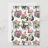 ピンクのフローラゴシックスカルブライド・メイド昼食会 招待状 (裏面)