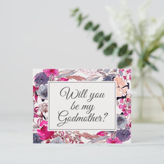 ピンクのフローラゴッドマザー提案カード ポストカード (スタンド正面)