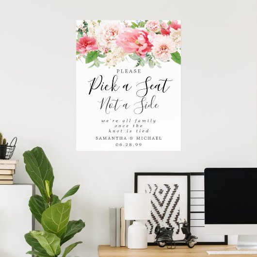 ピンクのフローラサイドのサインではなく結婚シートを選ぶ ポスター (ホームオフィス)