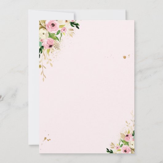 ピンクのフローラサファリの動物が赤ちゃんシャワーでドライブ 招待状 (裏面)