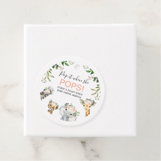 ピンクのフローラサファリヘッドベビーシャワーポップ・アートのit フェイバータグ (インサイチュ)