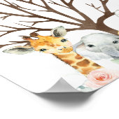 ピンクのフローラサファリ指紋ゲストブックポスター ポスター (角)