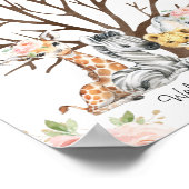 ピンクのフローラサファリ指紋ゲストブックポスター ポスター (角)