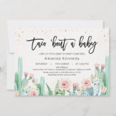 ピンクのフローラサボタコスAベビーベビーシャワー 招待状 (正面)
