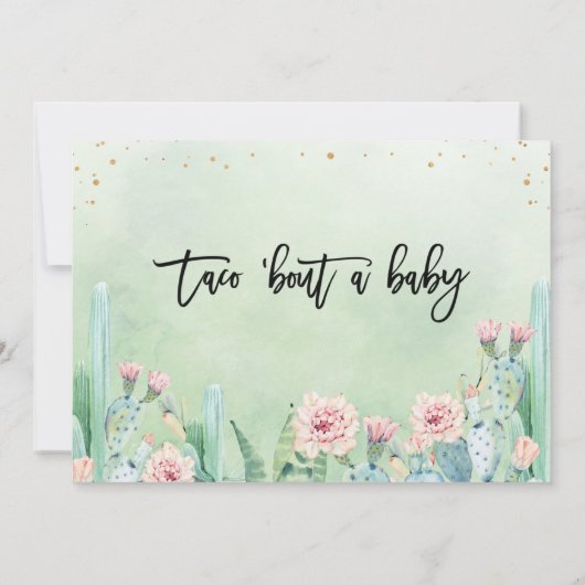 ピンクのフローラサボタコスAベビーベビーシャワー 招待状 (裏面)