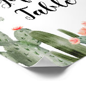 ピンクのフローラサボテンのギフトテーブル記号 ポスター (角)