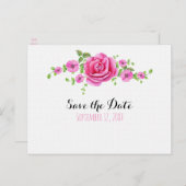 ピンクのフローラシャビーシック保存の日付婚約 ポストカード (正面/裏面)