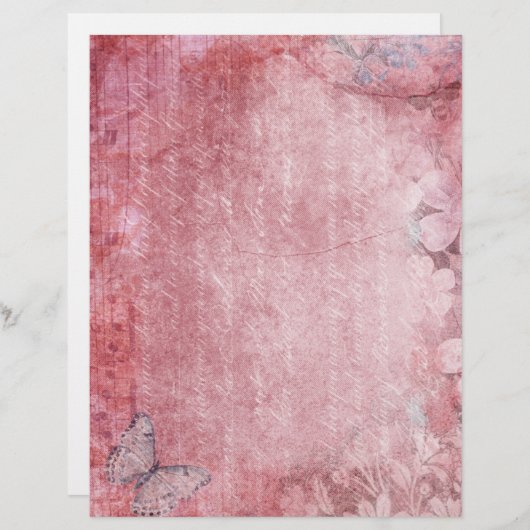 ピンクのフローラシャビージャーナルスクラップブック紙 (正面/裏面)