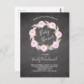 ピンクのフローラシャルボードドライブバイガールベビーシャワー ポストカード (正面/裏面)