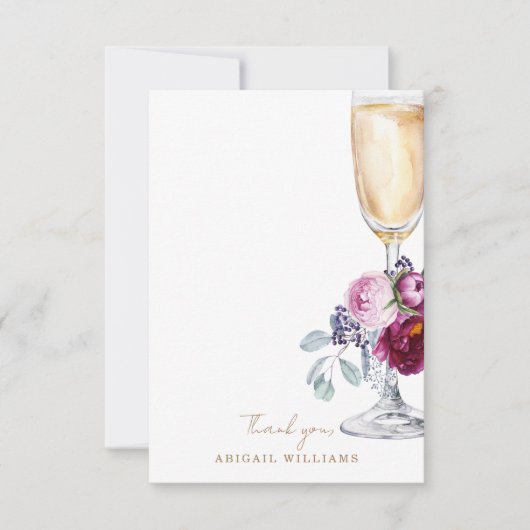 ピンクのフローラシャンパンシャワーサンキュー サンキューカード (正面)