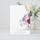 ピンクのフローラシャンパンシャワーメッセージサンキュー サンキューカード (スタンド正面)