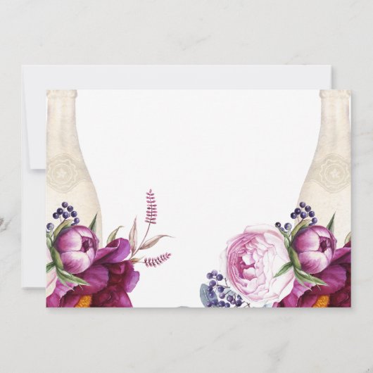 ピンクのフローラシャンパンフエムアイブライダルシャワーゲーム 招待状 (裏面)