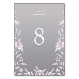 ピンクのフローラシルバーチノ結婚イスリーのテーブルカード テーブルナンバー