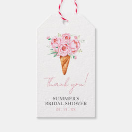 ピンクのフローラシーズビーズアップブライダルシャワー ギフトタグ