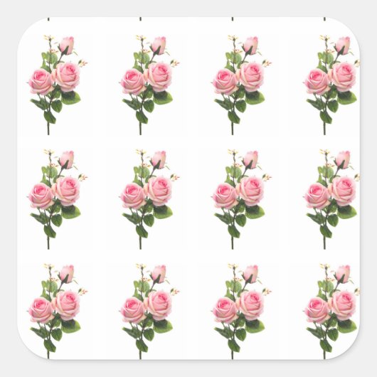 ピンクのフローラシール スクエアシール (正面)