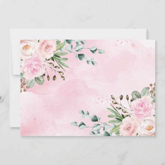 ピンクのフローラジャングルの野生動物のベビーシャワー写真 サンキューカード (裏面)