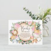 ピンクのフローラジャングルサファリが本の赤ちゃん女の子をもたらす エンクロージャーカード (スタンド正面)