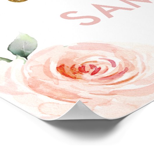 ピンクのフローラジャングル動物の赤ちゃんシャワーへようこそ ポスター (角)