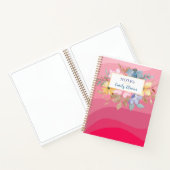 ピンクのフローラジャーナルの注カスタム記文字 ノートブック (内部)