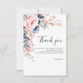 ピンクのフローラスクリプト赤ちゃんシャワー サンキューカード (正面)