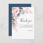 ピンクのフローラスクリプト赤ちゃんシャワー サンキューカード (正面/裏面)