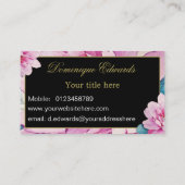 ピンクのフローラスタイリッシュエレガント金ゴールドプロフェッショナル 名刺 (裏面)