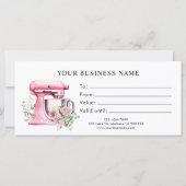 ピンクのフローラスタンドミキサーベーカリーギフト証明書 (裏面)