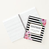 ピンクのフローラストライプとノートブックのゲストブック ノートブック (内部)