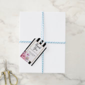 ピンクのフローラストライプとラベル ギフトタグ (より糸付き)