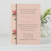 ピンクのフローラストライプクリスチャン、宗教的 招待状 (スタンド正面)